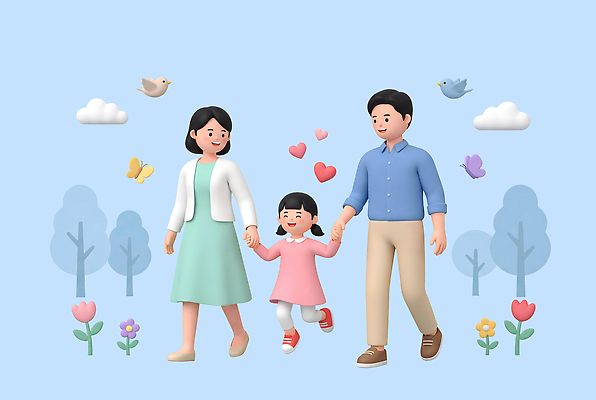 PSD 나무 편집이미지 여자 남자 꽃 딸 행복 어린이 가족 날씨 사랑 웃음 부모 걷기 손잡기 산책 하트 마음 즐거움 편집3D 모양 식물 감정 관계 모션 휴식 표정 사람 3D 파일형식 컨셉 디지털합성