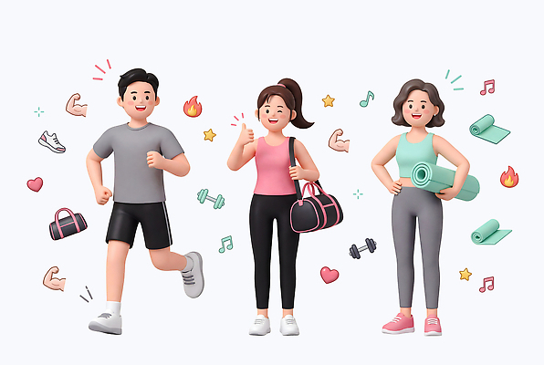PSD 편집이미지 여자 남자 운동화 건강 운동복 달리기 운동 건강관리 헬스 에너지 매트 도구 직장인 그룹 몸무게 준비 편집3D 직업 옷 신발 모션 관리 사람 3D 파일형식 디지털합성