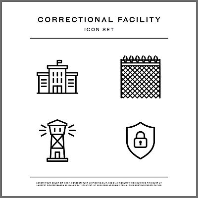 컨셉 일러스트 안전 경찰 감옥 파일형식 벡터 자물쇠 방패 보안 담장 경찰서 교도소 보호 법 범죄 시설 AI파일 라인일러스트 국내일러스트