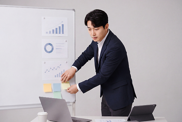 JPG 편집이미지 남자 회의 그래프 정장 노트북 사무실 자료 메모지 업무 비즈니스맨 프레젠테이션 분석 정리 서류판 의료성형뷰티 편집실사 AI인물포토 AI콘텐츠 옷 컨셉 비즈니스 사람 전자제품 사무용품 작업 직장인 CG 파일형식 AI포토 직업 문구용품 오브젝트