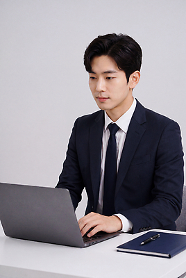 JPG 편집이미지 남자 비즈니스 정장 노트북 컴퓨터 사무실 필기구 환경 구직 업무 작업 비즈니스맨 집중 책상 의료성형뷰티 편집실사 AI인물포토 AI콘텐츠 옷 가구 컨셉 문구용품 사람 전자제품 직장인 CG 파일형식 AI포토 직업 생활용품 오브젝트