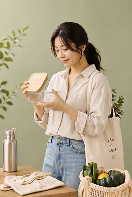 JPG 식물 편집이미지 라이프스타일 여자 자연 식탁 실내 건강 재활용 용기 물병 장바구니 친환경 의료성형뷰티 다회용품 편집실사 AI인물포토 AI콘텐츠 그릇 탁자 사람 내부 생활 쇼핑 바구니 환경 물통 CG 생태계 재활용품 파일형식 AI포토 식기 가구 생활용품 오브젝트