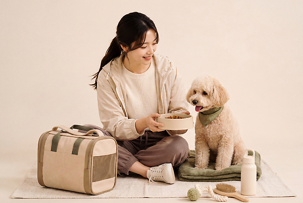 JPG 편집이미지 여자 반려견 가족 실내 반려동물 장난감 강아지 편안함 먹이 먹여주기 물통 개밥그릇 애견빗 이동가방 의료성형뷰티 편집실사 AI인물포토 AI콘텐츠 동물 그릇 가방 관계 사람 내부 감각 개 먹기 CG 애견용품 파일형식 반려용품 AI포토 식기 잡화 포유류 모션 오브젝트