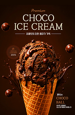 템플릿 음식 컨셉 아이스크림 디저트 초콜릿 맛 파일형식 벡터 콘아이스크림 초코아이스크림 초코볼 달콤 이미지템플릿 AI파일