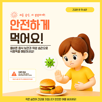 템플릿 여자 음식 건강 관리 경고 안전 생활 여름 식사 위생 예방 식중독 이미지템플릿 AI파일 계절 사람 파일형식 벡터
