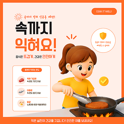 템플릿 여자 음식 건강 관리 경고 요리 안전 여름 식사 굽기 체크 준비 예방 온도 방법 식중독 이미지템플릿 AI파일 계절 사람 구이 파일형식 벡터