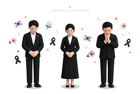 PSD 편집이미지 전통 가족 한국 국화 고개숙이기 여러명 슬픔 의식 태극기 애도 현충일 추모 검정리본 편집3D 기념일 꽃 감정 아시아 리본 다수 관계 숙이기 사람 3D 국기 파일형식 호국보훈의달 식물 나라 포즈 이벤트 6월 디지털합성 날짜