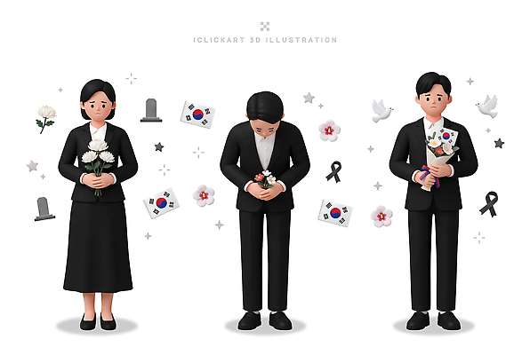 PSD 편집이미지 전통 여자 남자 꽃 문화 상징 한국 슬픔 비석 애도 현충일 소통 조상 헌화 편집3D 식물 기념일 감정 아시아 컨셉 사람 3D 추모 파일형식 호국보훈의달 나라 이벤트 6월 디지털합성 날짜