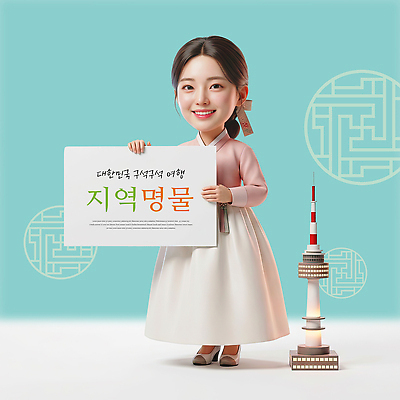 PSD 편집이미지 캐릭터 여자 문화 여행 안내 한국 관광지 여행객 한복 알림 남산타워 의료성형뷰티 이미지편집 한국전통 아시아 사람 전통의상 남산 파일형식 전통 나라 서울 랜드마크