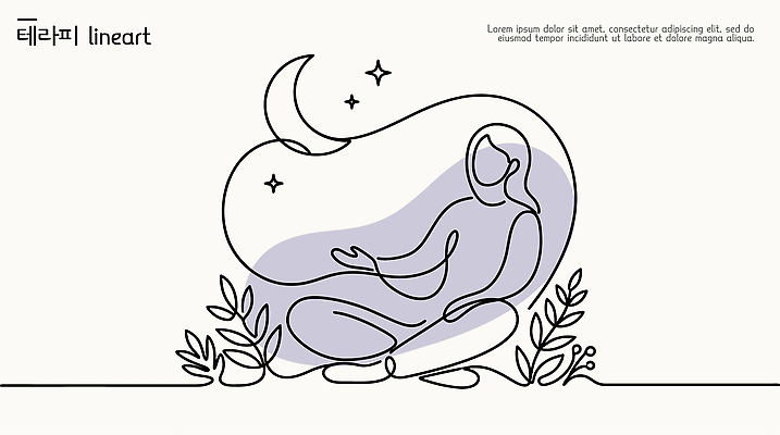 식물 별 선 일러스트 휴식 사람 평화 달 마음 명상 그림 테라피 국내일러스트 AI파일 자연요소 컨셉 뷰티 파일형식 벡터