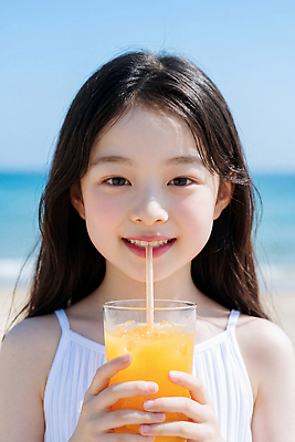 JPG 편집이미지 음료 어린이 소녀 해변 여름 햇빛 평화 오렌지주스 즐거움 감성 의료성형뷰티 청량 편집실사 AI인물포토 AI콘텐츠 계절 여자 감정 바다 컨셉 사람 빛 과일주스 CG 파일형식 AI포토 과일 주스