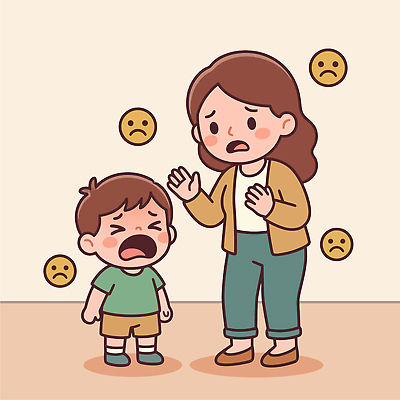 감정 어린이 일러스트 가족 엄마 표정 대화 슬픔 울음 걱정 이모티콘 위로 소통 반응 국내일러스트 AI파일 컨셉 관계 말하기 사람 파일형식 벡터 모션