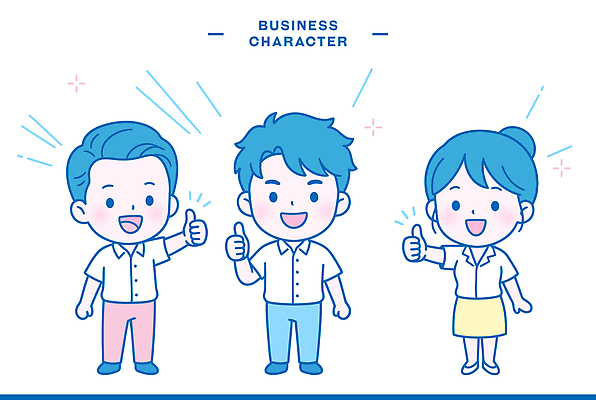 캐릭터 일러스트 비즈니스 성공 협력 웃음 사람 파란색 귀여움 기쁨 동료 긍정 소통 의사소통 일러캐릭터 AI파일 감정 컬러 컨셉 관계 표정 파일형식 벡터