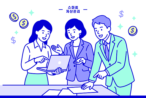 기호 돈 일러스트 비즈니스 회의 협력 관리 대화 설명 여러명 노트북 정보 재산 스마트 분석 전략 자산관리 국내일러스트 AI파일 문자 다수 컨셉 모션 말하기 사람 금융 경제 전자제품 파일형식 벡터