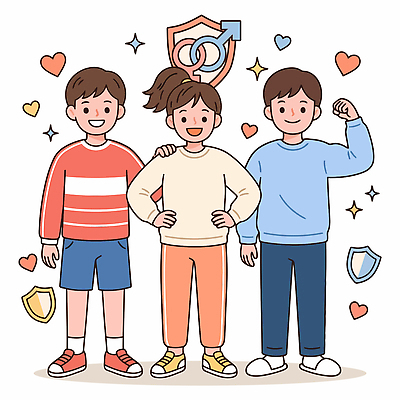 캐릭터 일러스트 대화 사랑 웃음 친구 보호 긍정 예방접종 양성평등 국내일러스트 HPV AI파일 감정 컨셉 관계 표정 말하기 바이러스 접종 평등 파일형식 벡터 의학 모션