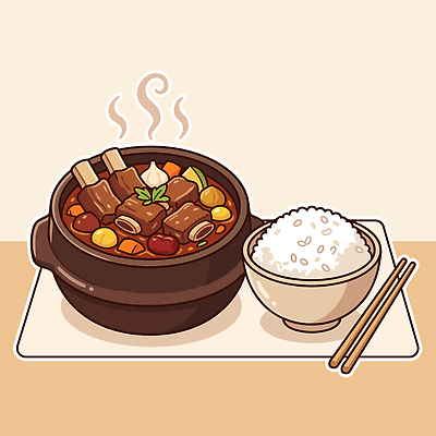 아시아 음식 식재료 찜 갈비 파일형식 벡터 밥 요리 한식 재료 육류 채소 한국 일러스트 국내일러스트 AI파일 갈비찜