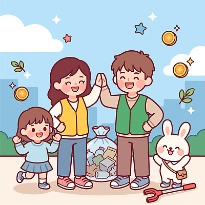공원 행복 어린이 일러스트 가족 자연 웃음 부모 자연보호 환경 그린캠페인 깨끗함 토끼 봉사 사회 쓰레기 청소 친환경 쓰레기줍기 플로깅 국내일러스트 AI파일 공공시설 감정 캠페인 컨셉 포유류 관계 표정 사람 반려동물 도움 보호 생태계 공동체 파일형식 벡터 줍기 동물 모션 시설