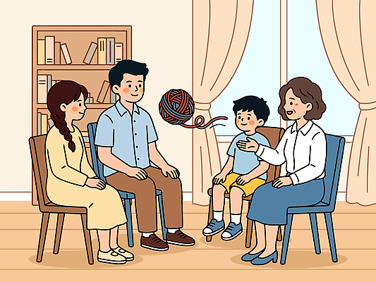 어린이 의자 일러스트 가족 엄마 대화 웃음 마음 아빠 실 즐거움 실타래 마음건강 국내일러스트 AI파일 감정 가구 관계 표정 말하기 사람 파일형식 벡터 생활용품 모션 오브젝트