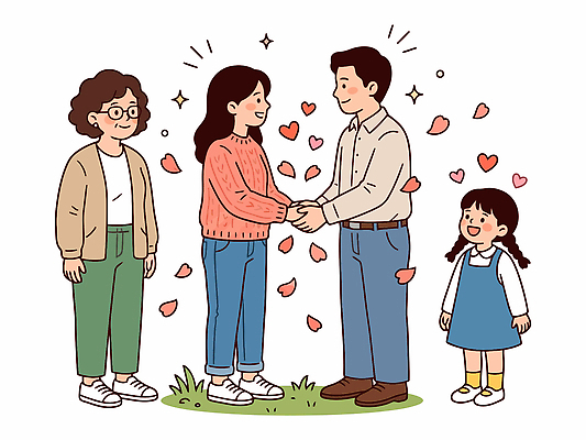 커플 꽃잎 행복 일러스트 가족 관계 함께함 사랑 웃음 손잡기 기쁨 마음 축하 소중 소통 마음건강 국내일러스트 AI파일 꽃 감정 컨셉 모션 표정 파일형식 벡터 식물