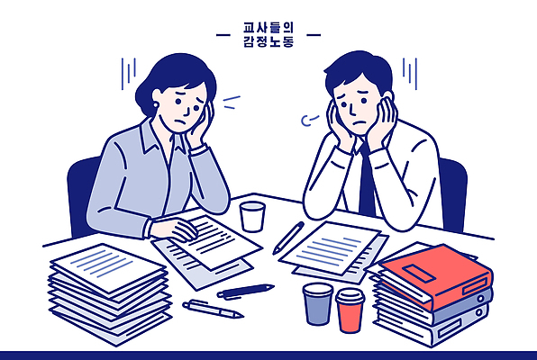 일러스트 회의 협력 스트레스 교사 업무 작업 토론 집중 책상 고민 문서 정리 문제 해결 부담 국내일러스트 AI파일 직업 감정 가구 컨셉 비즈니스 파일형식 벡터 생활용품 오브젝트
