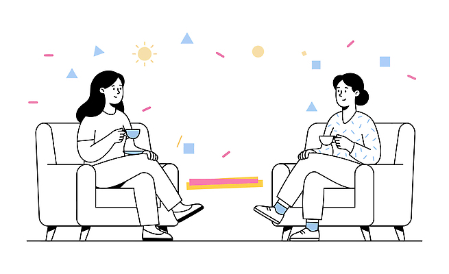 여자 생각 일러스트 실내 대화 웃음 앉기 일상 친구 소파 공간 만남 마시기 편안함 심리치료 국내일러스트 AI파일 컨셉 의자 관계 모션 표정 말하기 사람 내부 라이프 치료 감각 심리 파일형식 벡터 가구 의학 생활 생활용품 오브젝트