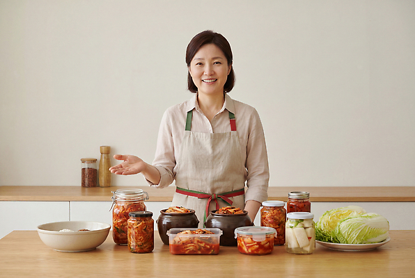 JPG 편집이미지 전통 손 여자 한식 음식 재료 김치 요리 설명 미소 주방 배추 식사준비 의료성형뷰티 편집실사 AI포토 AI인물포토 AI콘텐츠 채소 모션 표정 사람 신체부위 CG 준비 파일형식