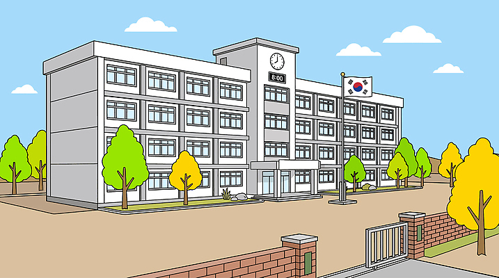 일러스트 교실 학교 하늘 풍경 건물 일상 앞모습 학습 깃발 사회 국내일러스트 AI파일 건축물 교육 뷰포인트 라이프 공동체 파일형식 벡터 건축 생활