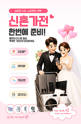 템플릿 감정 결혼 컨셉 관계 이벤트 라이프 오브젝트 파일형식 벡터 신혼 가전제품 준비 커플 쇼핑 카트 일상 선택 사랑 신혼생활 시작 아이디어 이미지템플릿 AI파일 혼수품
