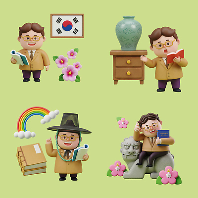 PSD 편집이미지 캐릭터 전통 교육 꽃 문화 한국 미소 책 장난감 피규어 도자기 한복 편집3D 식물 한국전통 아시아 표정 3D 미니어처 전통의상 파일형식 나라 모형 디지털합성