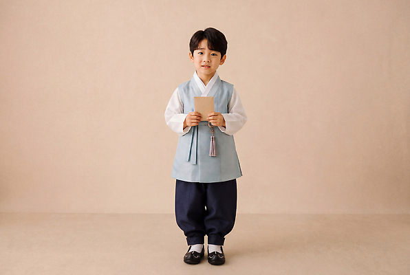 JPG 편집이미지 전통 옷 남자 어린이 포즈 백그라운드 한국 소년 설날 추석 한복 의료성형뷰티 편집실사 AI인물포토 AI콘텐츠 한국전통 명절 아시아 사람 전통의상 CG 파일형식 AI포토 기념일 나라 이벤트