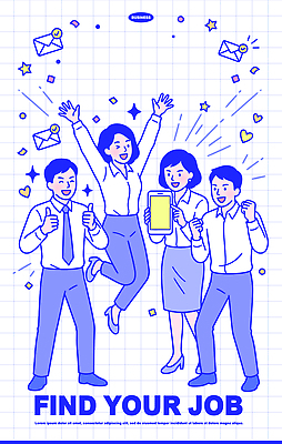 여자 남자 행복 일러스트 응원 성공 협력 정장 여러명 점프 희망 에너지 도전 성장 축하 직장인 목표 확인 기회 구인구직 채용공고 국내일러스트 AI파일 직업 옷 감정 다수 컨셉 모션 사람 구직 구인 채용 파일형식 벡터 비즈니스