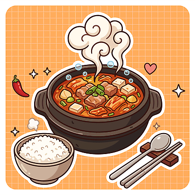 한식 일러스트 젓가락 육류 요리 숟가락 식사 맛 수증기 밥상 매움 두부 국물 파 쌀밥 돼지고기김치찌개 국내일러스트 AI파일 음식 컨셉 채소 식재료 탁자 밥 수저 김치찌개 파일형식 벡터 식기 가구 찌개 생활용품 오브젝트