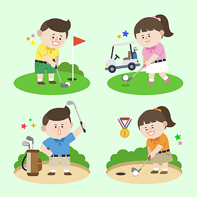 여자 남자 초등학생 스포츠 골프 일러스트 운동선수 야외 친구 운동 귀여움 경쟁 게임 트로피 연습 즐거움 퍼팅 챔피언 국내일러스트 AI파일 학생 감정 포즈 컨셉 관계 놀이 건강 사람 구기 상 파일형식 벡터 상패 우승 최고