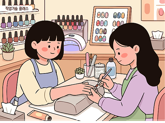 손 디자인 여자 일러스트 탁자 기술 학습 뷰티 상점 도구 작업 네일아트 손톱 고객 서비스 매니큐어 아티스트 전문 클래스 국내일러스트 AI파일 직업 교육 가구 사람 신체부위 화장품 파일형식 벡터 생활용품 오브젝트