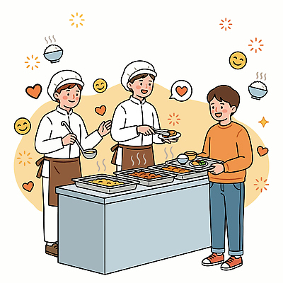 접시 남자 음식 일러스트 대화 요리 웃음 주방 식당 요리사 식사 고객 서빙 음식준비 국내일러스트 AI파일 직업 식기 표정 말하기 사람 상점 준비 파일형식 벡터 모션