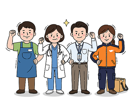 직업 다수 건강 사람 의료진 공동체 파일형식 벡터 여러명 힘 의사 간호사 노동자 사무원 포즈 옷 운동 사회 다양 협력 작업 그룹 표정 일러스트 국내일러스트 AI파일