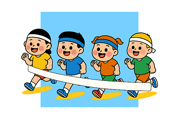 표지디자인 표지 어린이 스포츠 하늘색 북커버 일러스트 협력 웃음 달리기 운동 경쟁 즐거움 마라톤 체육대회 결승선 대회 러닝화 국내일러스트 AI파일 감정 신발 컨셉 모션 표정 건강 사람 경기 파란색 육상스포츠 체육 파일형식 벡터 컬러