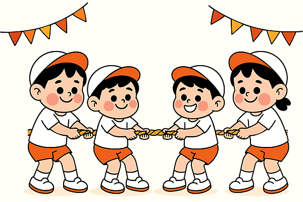 표지디자인 표지 어린이 북커버 일러스트 놀이 협력 웃음 이벤트 경기 장식 여름 운동 축제 힘 모임 게임 즐거움 줄다리기 체육대회 국내일러스트 AI파일 계절 감정 스포츠 표정 건강 사람 체육 대회 파일형식 벡터