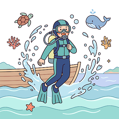 동물 바다 포유류 파충류 자연 수중동물 수상스포츠 배 전문직 보호 생태계 선박 파일형식 벡터 잠수부 거북이 고래 보트 파도 수영 탐험 스쿠버다이빙 스노클링 해변 국내일러스트 일러스트 AI파일 자연보호
