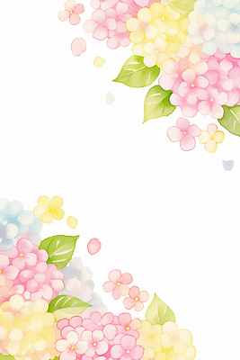 JPG 디자인 꽃 예술 백그라운드 잎 일러스트 자연 수채화 장식 그림 수국 밝은색 국내일러스트 AI일러스트 AI콘텐츠 식물 생태계 파일형식
