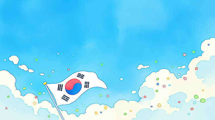 JPG 상징 일러스트 자연 하늘 바람 한국 풍경 일상 파란색 맑음 축제 기쁨 자유 국기 태극기 흰구름 국내일러스트 AI일러스트 AI콘텐츠 자연요소 감정 아시아 컬러 컨셉 날씨 라이프 생태계 파일형식 구름_자연 나라 생활
