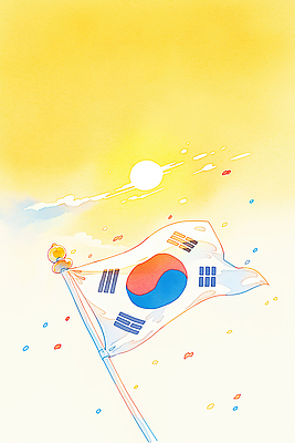 JPG 기념일 상징 일러스트 하늘 바람 한국 풍경 햇빛 태양 축제 국기 태극기 색종이 애국심 국내일러스트 AI일러스트 AI콘텐츠 자연요소 아시아 종이 날씨 이벤트 빛 파일형식 나라