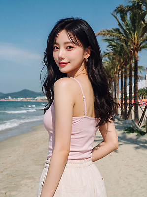 JPG 편집이미지 옷 여자 바다 여행 자연 풍경 해변 여름 친구 야자수 햇빛 산책 선탠 즐거움 의료성형뷰티 편집실사 AI인물포토 AI콘텐츠 나무 계절 감정 관계 휴식 사람 빛 CG 생태계 파일형식 AI포토 식물 컨셉