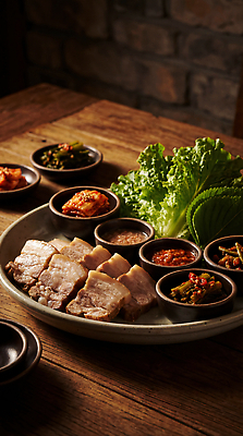JPG 편집이미지 접시 한식 채소 반찬 김치 육류 요리 식사 맛 상추 보쌈 고기요리 편집실사 AI포토 AI콘텐츠 식기 음식 컨셉 식재료 CG 파일형식
