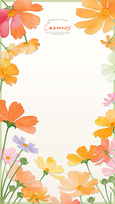 PSD 식물 디자인 꽃밭 꽃백그라운드 일러스트 자연 생명 수채화 밝음 가을 코스모스 화사함 꽃프레임 카피스페이스 국내일러스트 계절 꽃 백그라운드 컨셉 프레임 공백 생태계 파일형식