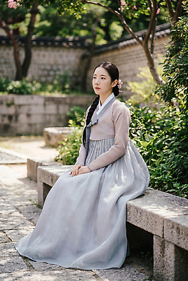 JPG 나무 편집이미지 여자 꽃 전통문화 자연 한옥 한국 앉기 잔디 여름 햇빛 평화 정원 궁전 전통의상 한복 의료성형뷰티 편집실사 AI인물포토 AI콘텐츠 식물 한국전통 전통 계절 아시아 문화 컨셉 고건축 모션 사람 빛 CG 생태계 파일형식 AI포토 건축물 나라 건축