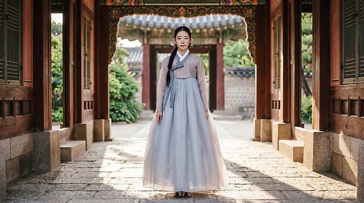JPG 편집이미지 한국문화 전통 여자 한옥 한국 건물 정원 궁전 역사 전통의상 한복 의료성형뷰티 편집실사 AI인물포토 AI콘텐츠 동양문화 한국전통 건축물 아시아 고건축 사람 CG 파일형식 AI포토 건축 나라 문화
