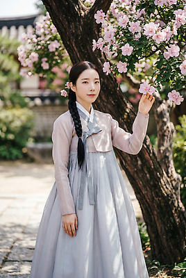 JPG 나무 편집이미지 전통 헤어스타일 여자 꽃 문화 자연 한옥 한국 정원 봄 궁전 한복 기념촬영 의료성형뷰티 스타일 편집실사 AI인물포토 AI콘텐츠 식물 한국전통 계절 아시아 고건축 사람 사진촬영 전통의상 CG 생태계 파일형식 AI포토 건축물 나라 촬영 건축