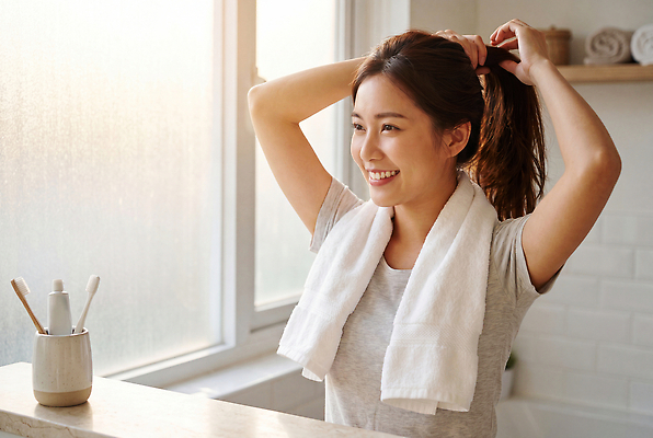 JPG 편집이미지 여자 감정 아침 대학생라이프 건강 미소 운동복 수건 운동 햇빛 머리 식사 거울 묶기 준비 의료성형뷰티 편집실사 AI인물포토 AI콘텐츠 주간 라이프스타일 옷 대학생 모션 표정 사람 신체부위 빛 위생용품 CG 파일형식 AI포토 자연요소 학생 생활용품 생활 오브젝트