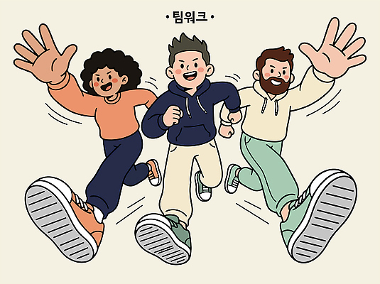 여자 남자 포즈 일러스트 협력 함께함 웃음 친구 달리기 즐거움 국내일러스트 AI파일 감정 컨셉 관계 모션 표정 사람 파일형식 벡터